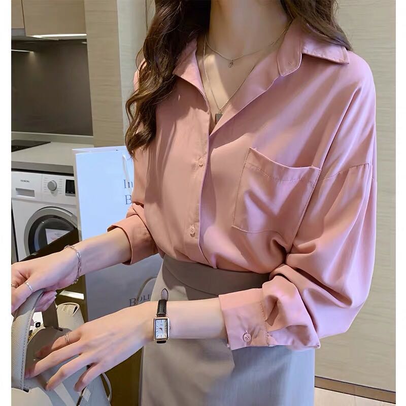 White shirt women's 2020 new spring dress fashion foreign style design sense of minority coat Long Sleeve Shirt backing