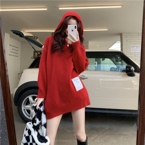 Real price real shot design sense of minority lazy Red Christmas Sweater autumn winter new year clothes high sense of wear