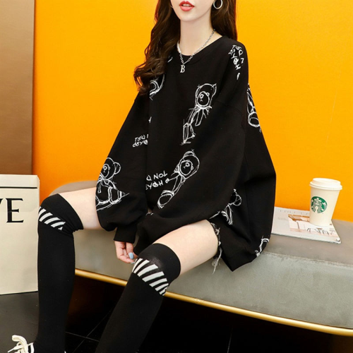  spring new fat mm large women's wear anti pilling loose comfortable round neck cotton sweater 200kg