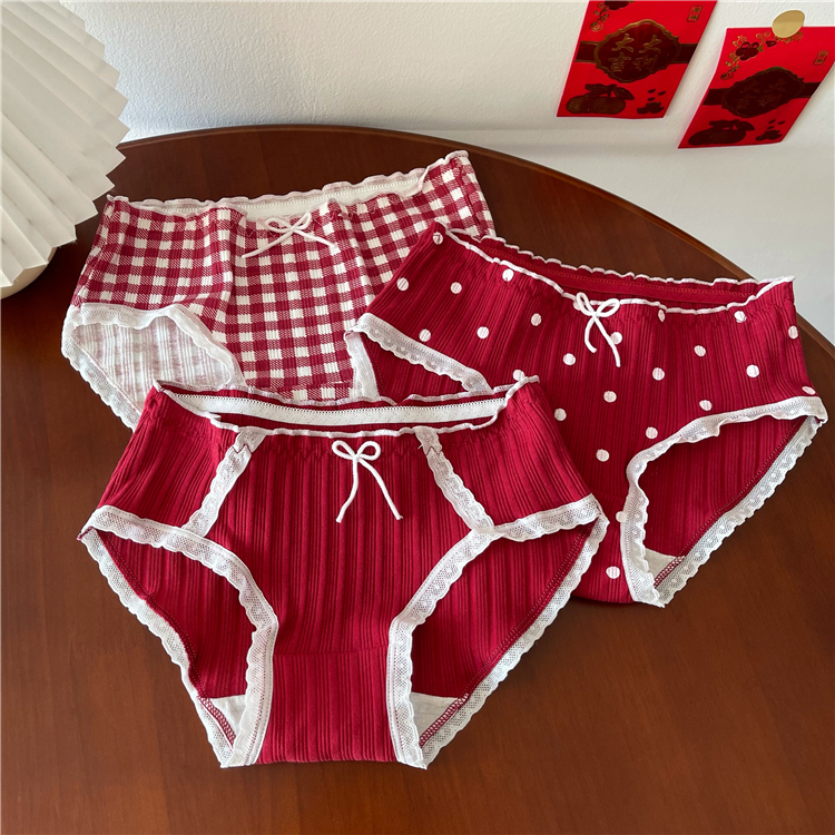 New year's women's underwear at real price is a pure cotton antibacterial scarlet wedding sexy briefs in the year of the tiger