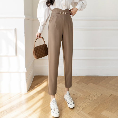 Actual shooting of new high waist suit Harlan radish pants in spring 2022 women's straight tube hanging feeling small foot casual pants