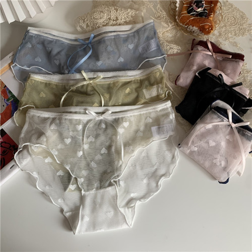 Real price Korean girl sweet love Lace Sexy thin middle waist student triangle Underwear 3