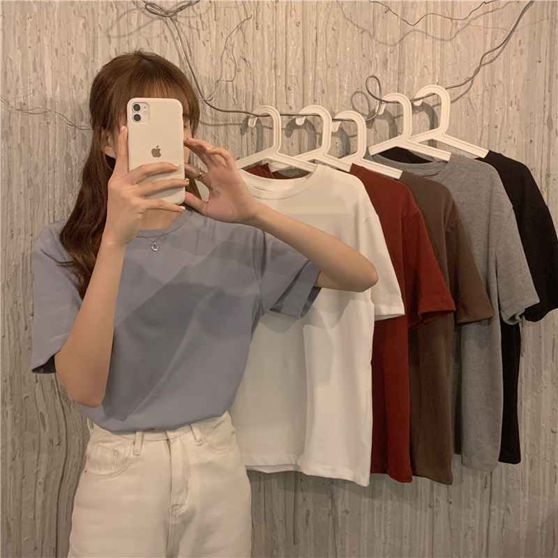 Real shooting new six color short sleeve T-shirt, female versatile student top