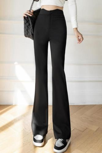 Actual shooting of flared trousers of new leisure suit in spring 2022 women's drooping feeling, high waist, thin and small pants