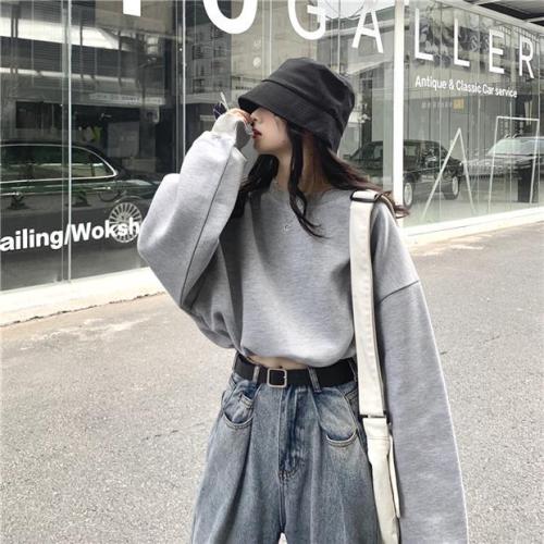 Real shot short plush sweater women's loose and lazy top in early autumn 2021