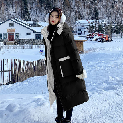 New winter clothes long cotton padded clothes women's clothes Korean version over knee winter cotton padded clothes coat cotton padded jacket winter clothes large down cotton padded clothes