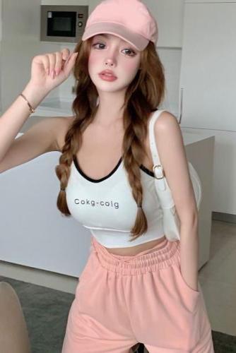 Real shooting real price sexy Spice Girl suspender vest women's summer wear short outside and bottom coat inside