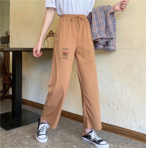 Live shooting  spring wide leg pants sports pants loose and versatile students show thin fashion hip hop casual pants