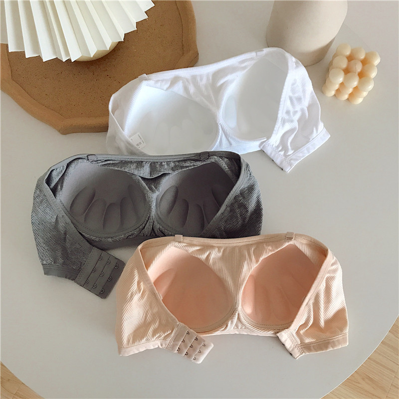*Real shooting without price reduction ~ early spring bra Strapless underwear line girth solid color bra wrap chest fixing cup