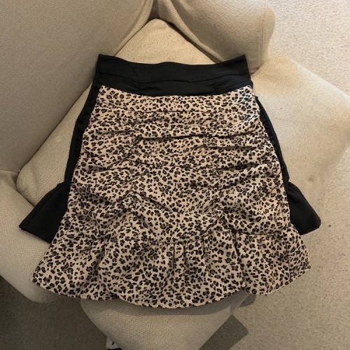 Real price autumn and winter cat drag sister Zhiya spice girl pure desire wind Leopard Print Skirt