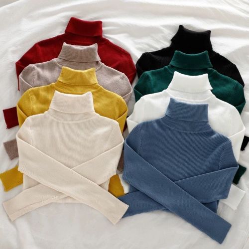 Foreign style inside with basic high neck sweater women's autumn and winter new Korean version long sleeve slim fit warm knit bottomed shirt fashion
