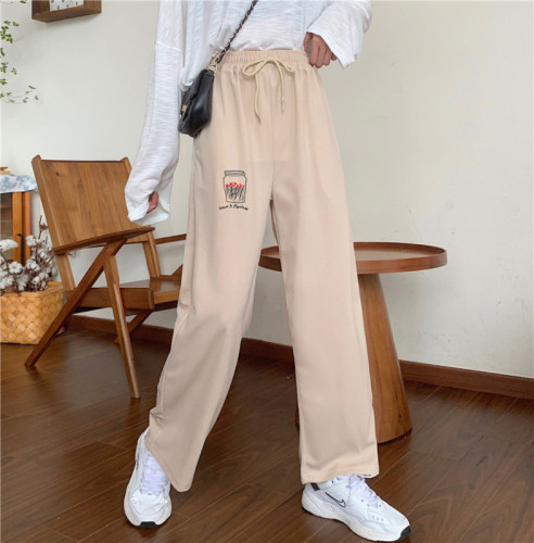 Live shooting  spring wide leg pants sports pants loose and versatile students show thin fashion hip hop casual pants