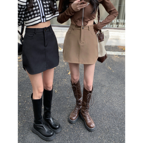 Real shot real price early spring Korean version new high waist thin solid color design feeling Hip Wrap Skirt A-line skirt skirt skirt skirt