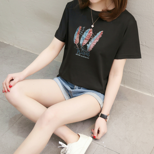Real shooting summer clothes Korean version new short sleeve student loose and versatile Harajuku style T-shirt women