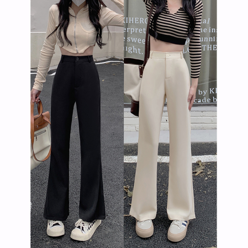 Real shooting and real price spring new slim fit micro horn pants women's trousers thin vertical feeling suit pants