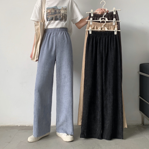 Real shot real price early spring new Korean ins loose and thin straight tube versatile corduroy wide leg pants