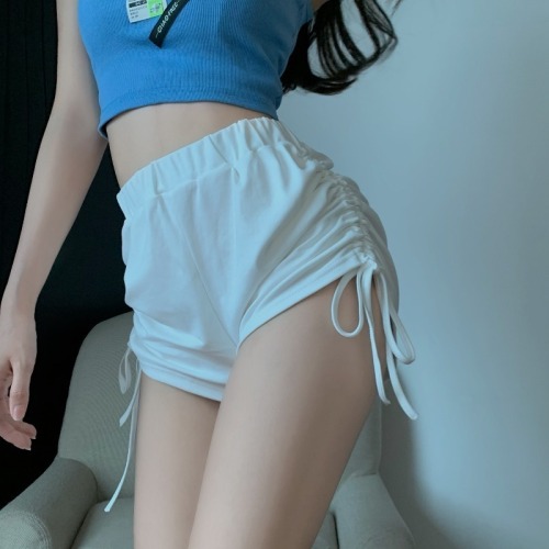 High waist drawstring shorts women's summer Korean version versatile wide leg pants loose and thin hot pants sports casual pajamas
