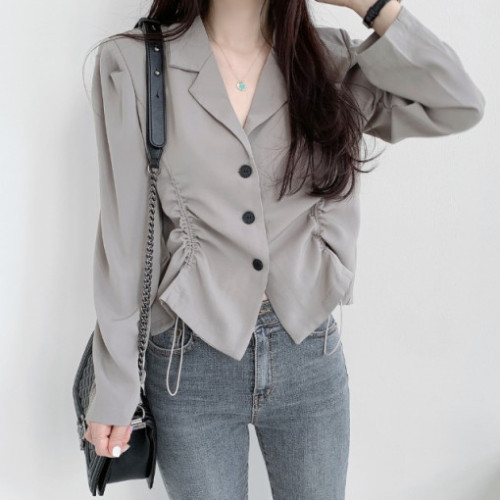 Chic casual and versatile drawstring suit jacket