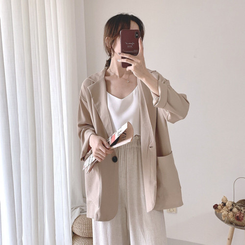 Real price fashion thin Suit Jacket Medium Long casual loose small suit jacket