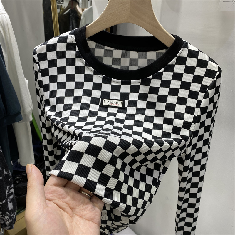2022 new spring round neck new slim long sleeve T-shirt versatile Korean women's top