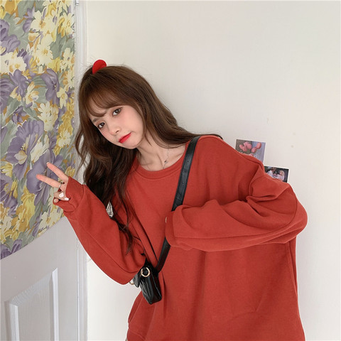 Small video loose Korean spring thin autumn long sleeve trendy ins round neck medium and long coat top