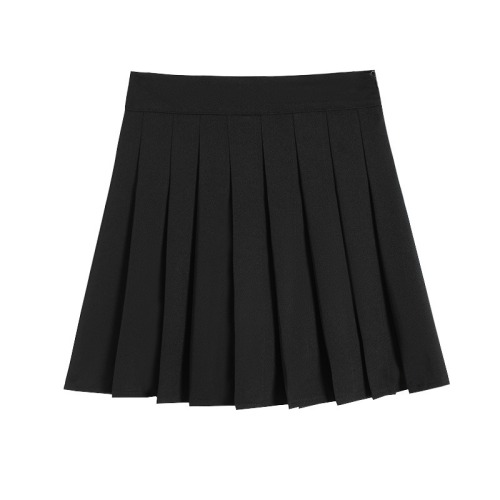 Original zipper with lining pleated skirt women's skirt short skirt high waist slim college style A-line skirt wrap arm skirt