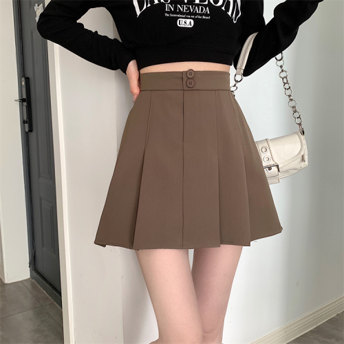 Real shooting and real price new spring pleated skirt for women with high waist and thin words, versatile covering skirt