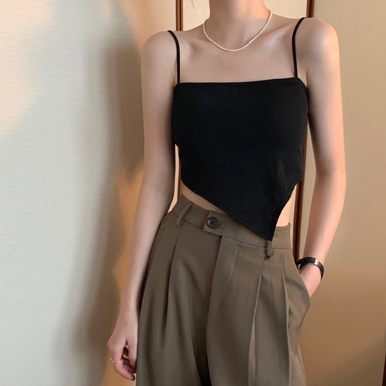 Real price 15 real shot with breast pad short irregular bra suspender vest for women's hot girls to wear chest Wrap Top