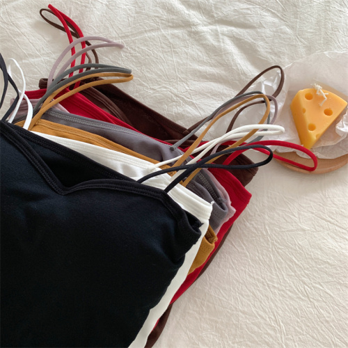 Real shot bra underwear suspender vest women wear short spice girl beautiful back with bra cushion and wrap chest top in summer tide