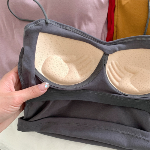 Real shot bra underwear suspender vest women wear short spice girl beautiful back with bra cushion and wrap chest top in summer tide