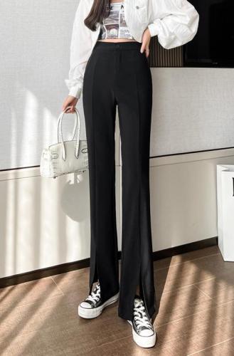 Women's spring  elastic high waist slim fit slim floor mop suit pants elastic flared pants