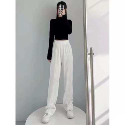 Zhang Yueyue spring and autumn new tall straight tube wide leg pants women's thin high waist loose floor casual pants
