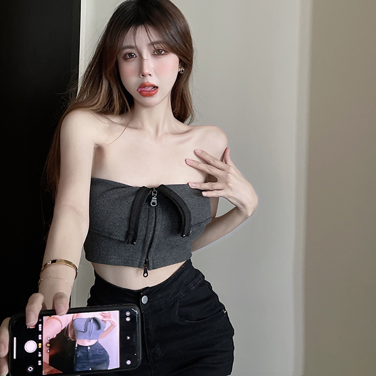 Real price chic zipper bra vest