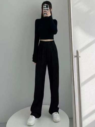 Zhang Yueyue spring and autumn new tall straight tube wide leg pants women's thin high waist loose floor casual pants