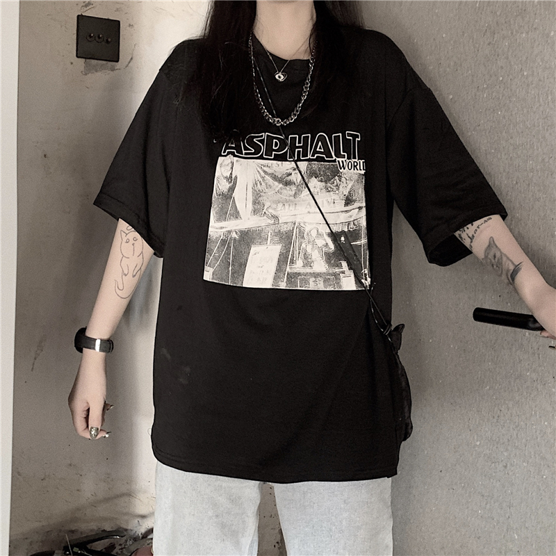 Real shooting pull frame cotton spring and summer new short sleeve women's T-shirt