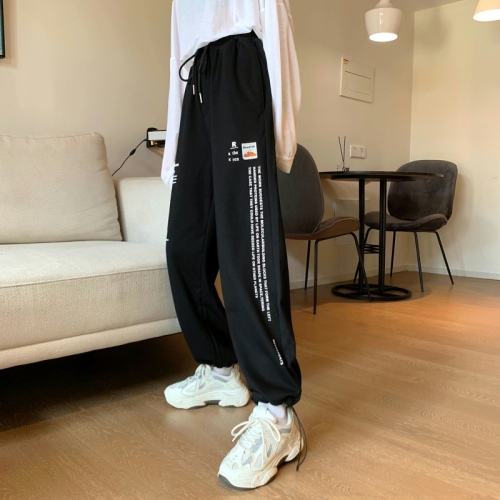 Actual shooting - spring and autumn Korean version loose neutral style ins Street trend couple simple Leggings wide leg Harlan pants women
