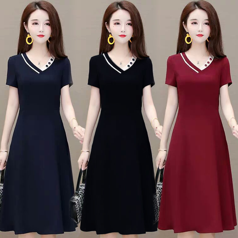 Large dress 2022 new summer high-end celebrity fat mm Hepburn mom elegant skirt children