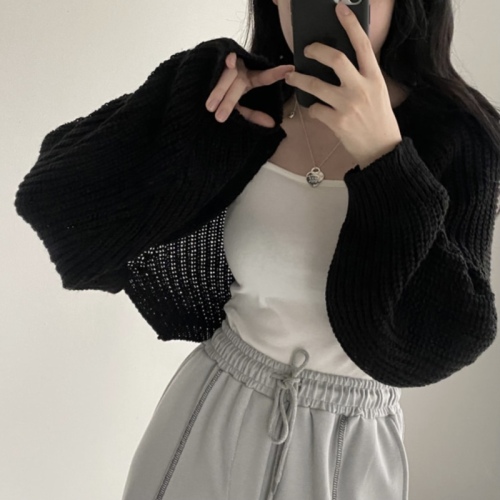 Real price Korean chic spring and autumn bat sleeve knitted cardigan loose lazy style gentle sweater shawl female