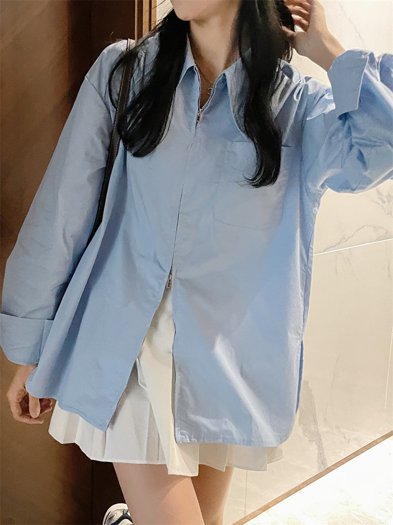 Real shooting and real price design shirt women's spring minority medium long chic white outer coat