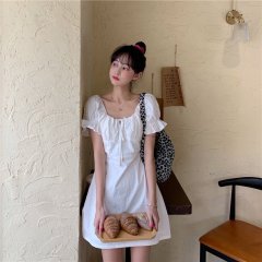 Summer new Vintage Chic Plaid super fairy dress girl sukol slim V-neck waist temperament skirt children