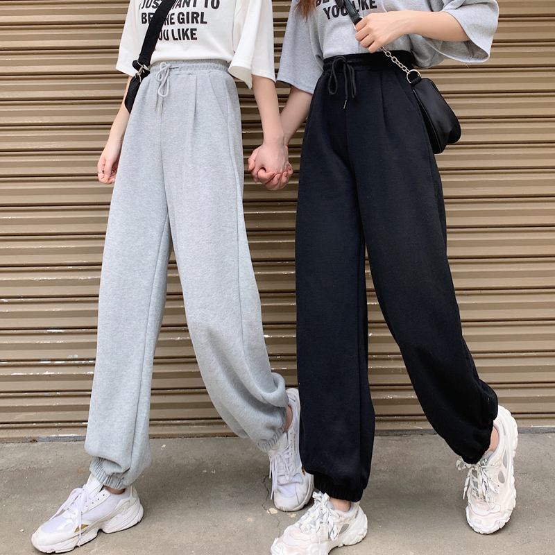 Actual shooting 3 autumn nine point pants high waist loose sports casual pants versatile legged Harlan pants women