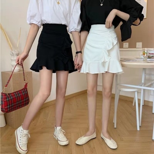 Ruffle Skirt Korean fashion versatile high waist slim A-line skirt