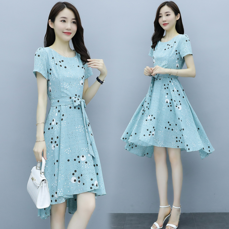 Polka Dot Dress 2022 summer new super fairy Sen series with a slim waist and irregular long skirt