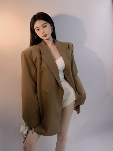 Real shot real price Korean retro foreign style loose design suit coat