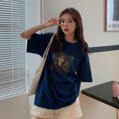 Super huogang Fengwang red short sleeved T-shirt women's summer clothes loose Korean version tide lazy style student versatile top