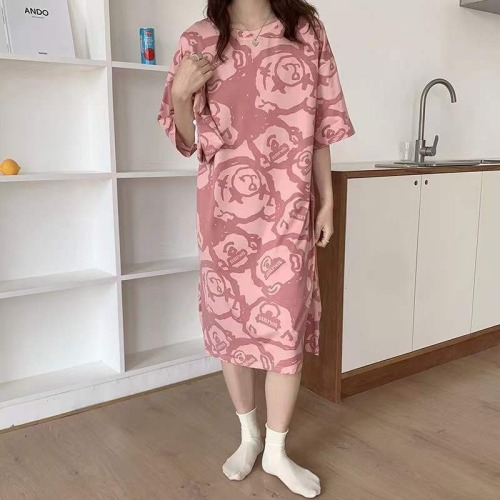 Real photos of pajamas, women's summer nightdress, Japanese cute and sweet students, large and loose, can wear home clothes outside, net red