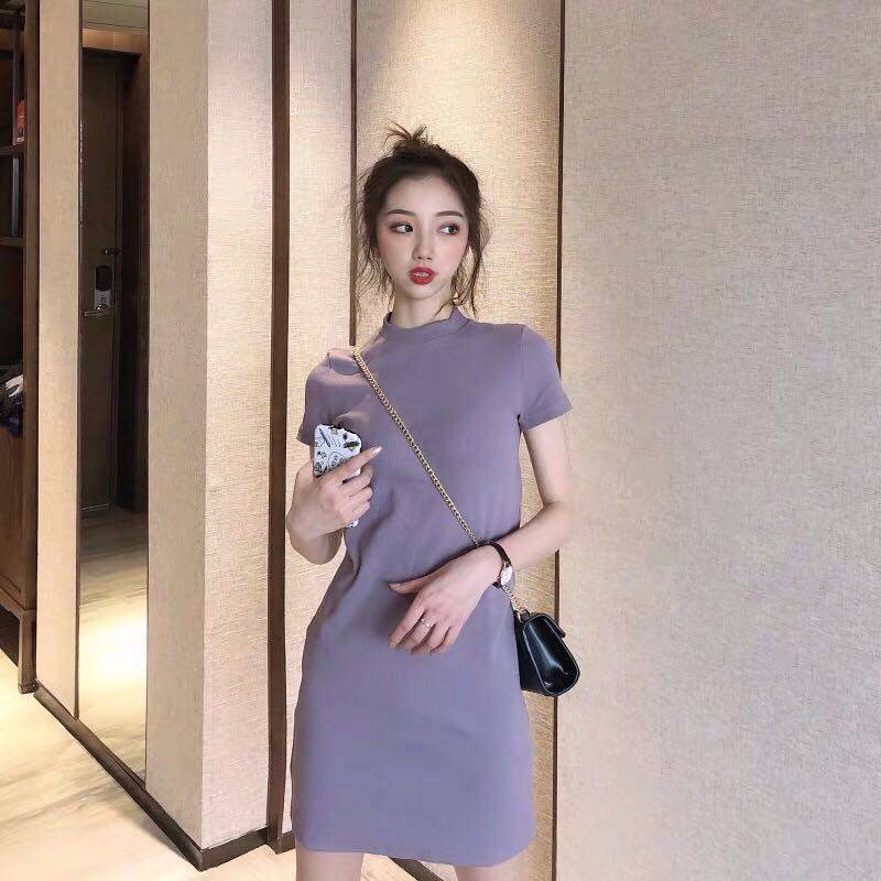 Women's middle and long T-shirts and skirts summer clothes new small black skirts show thin foreign style and super fairy dress fashion