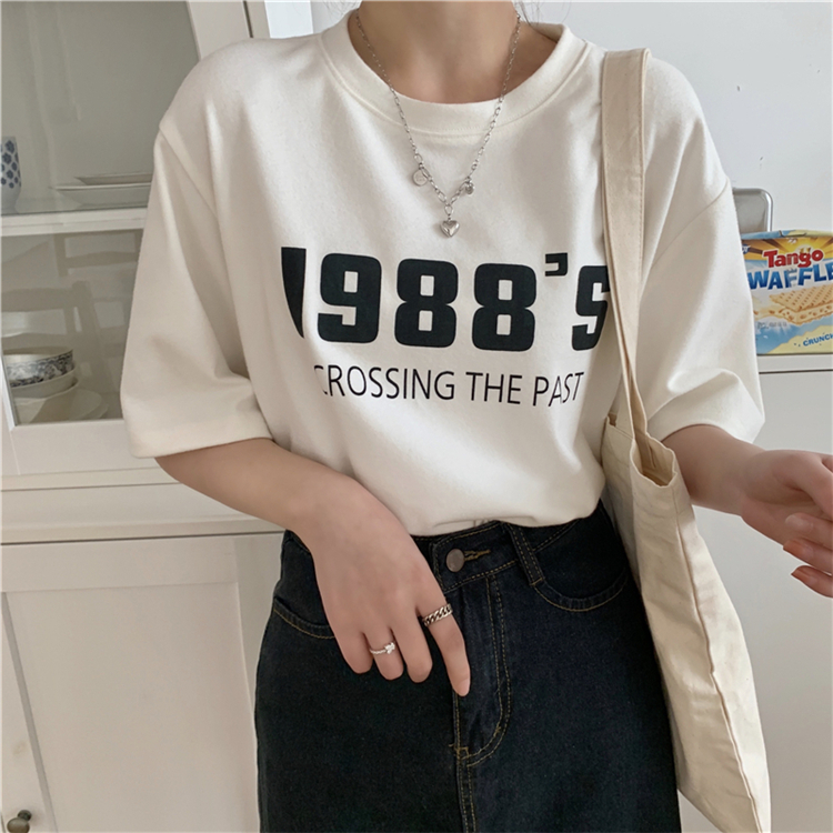 Pure cotton summer and Korean version of new lovers' girlfriends letter printing frosted loose and versatile short sleeved T-shirt women's top
