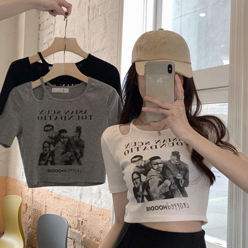 Official figure cotton jennieins Spice Girl navel exposed super a short design t-shirt summer