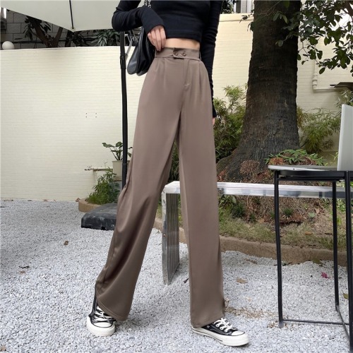Wide leg pants women's  new Korean high waist drooping suit pants retro casual pants